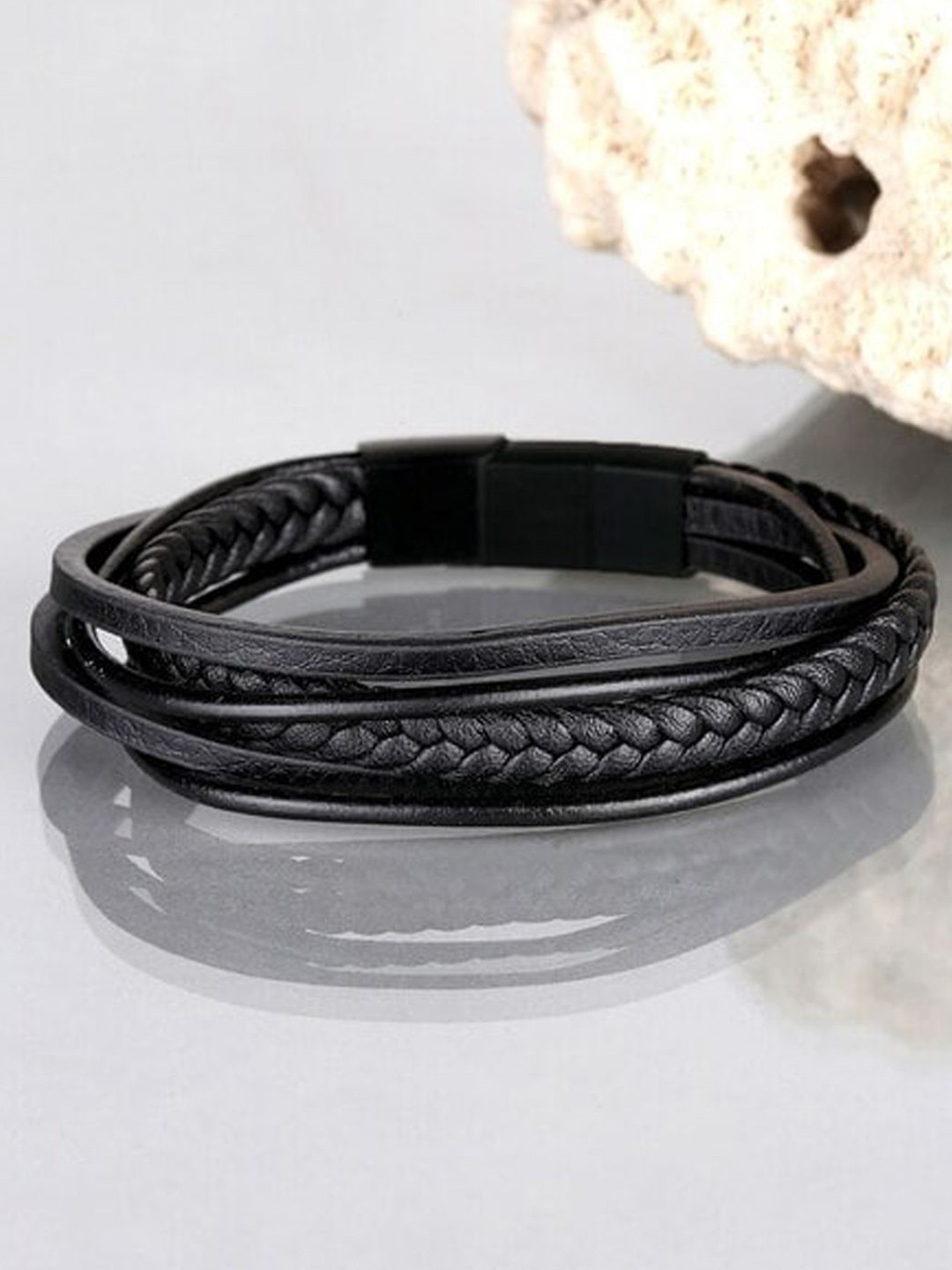 

Krelin Men Braided Wraparound Bracelet, Black