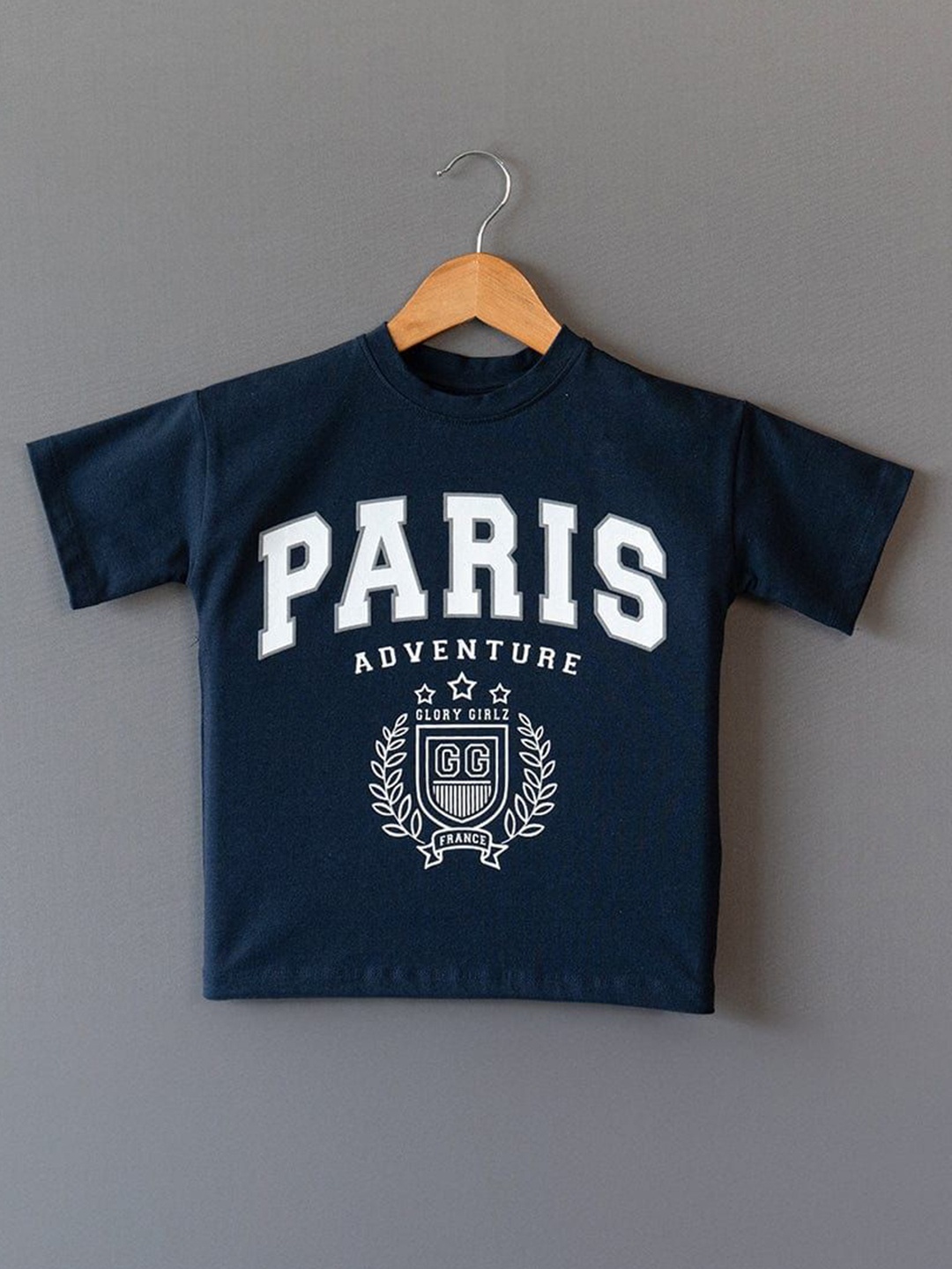 

The Lion and The Fish Girls Typography Printed Round Neck T-shirt, Navy blue