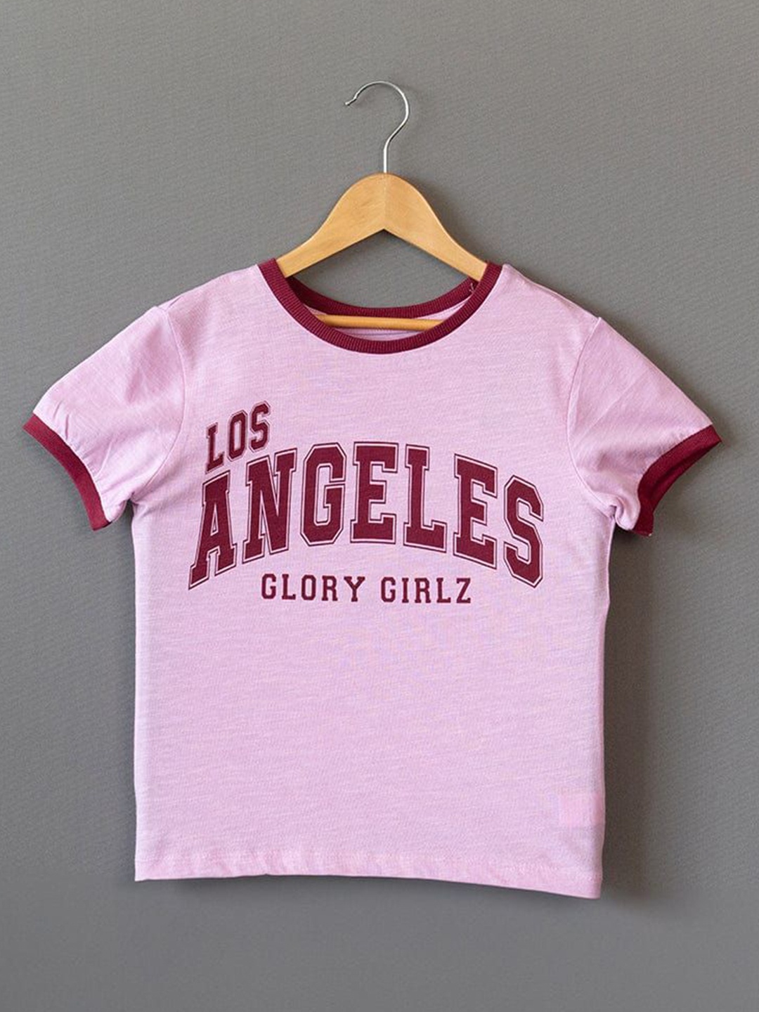 

The Lion and The Fish Girls Typography Printed Round Neck T-shirt, Pink