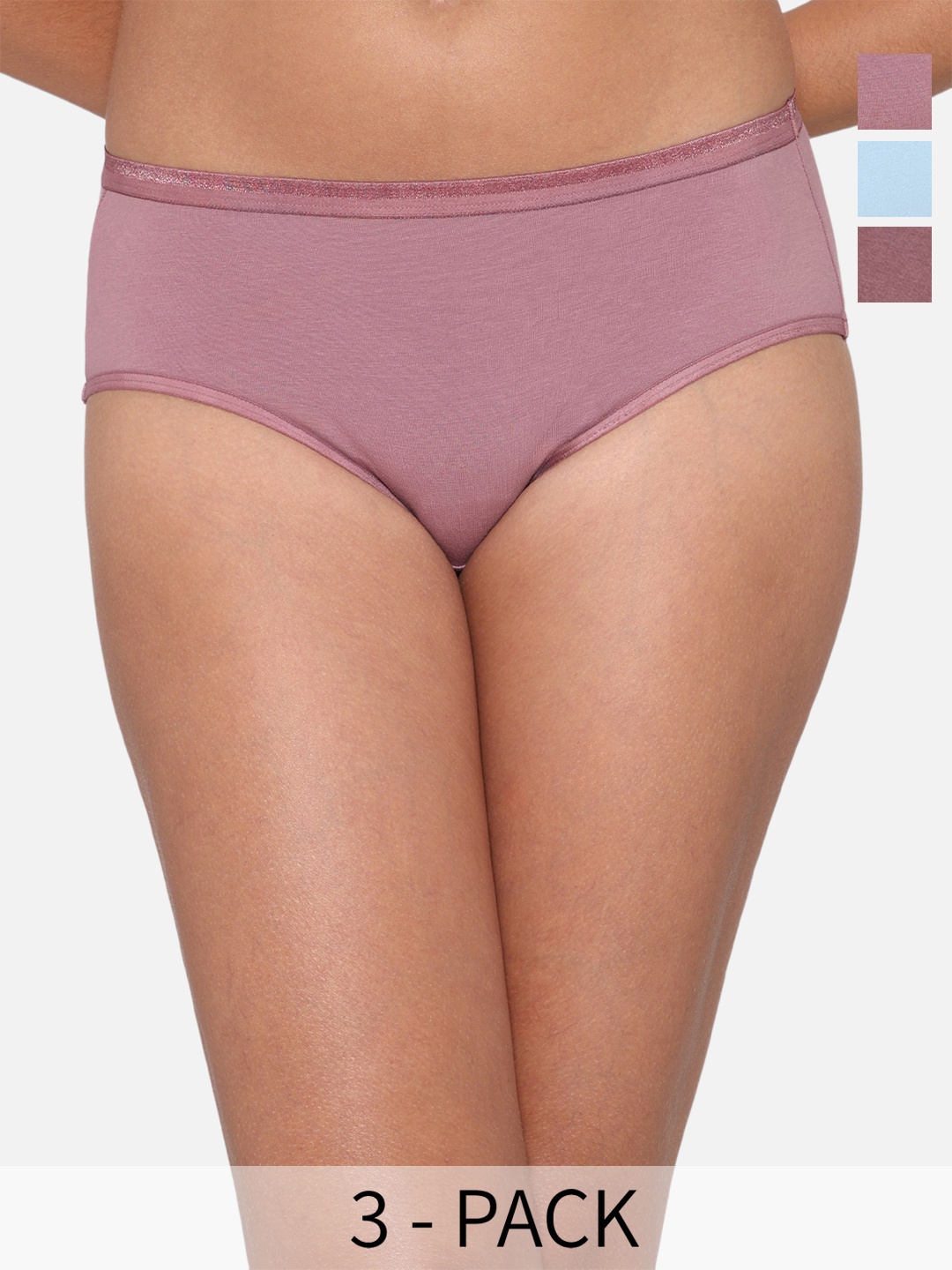 

Wacoal Pack Of 3 Mid-Rise Hipster Briefs PI03H04-C10, Blue