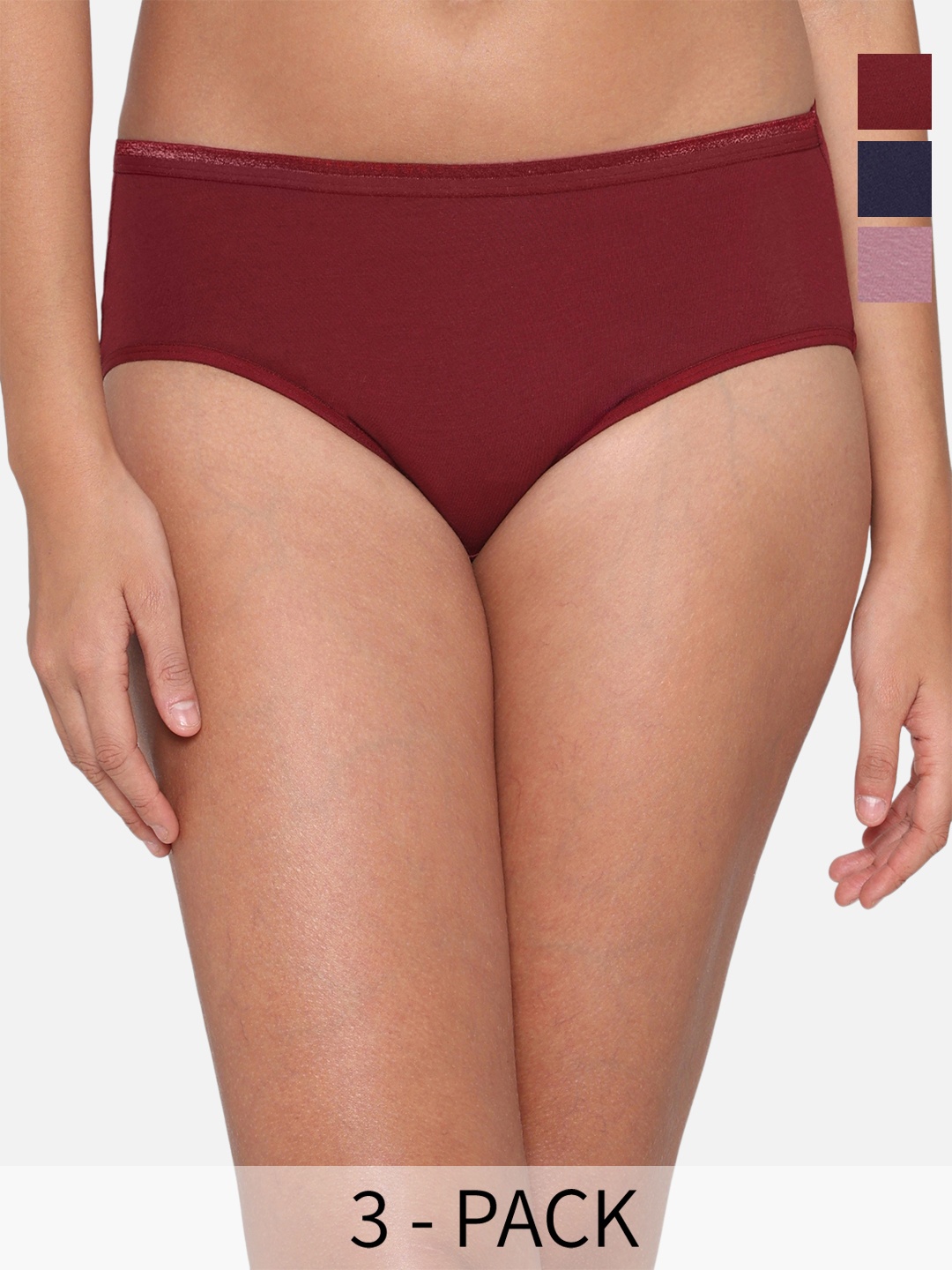 

Wacoal Pack Of 3 Hipster Briefs PI03H04-C9, Maroon