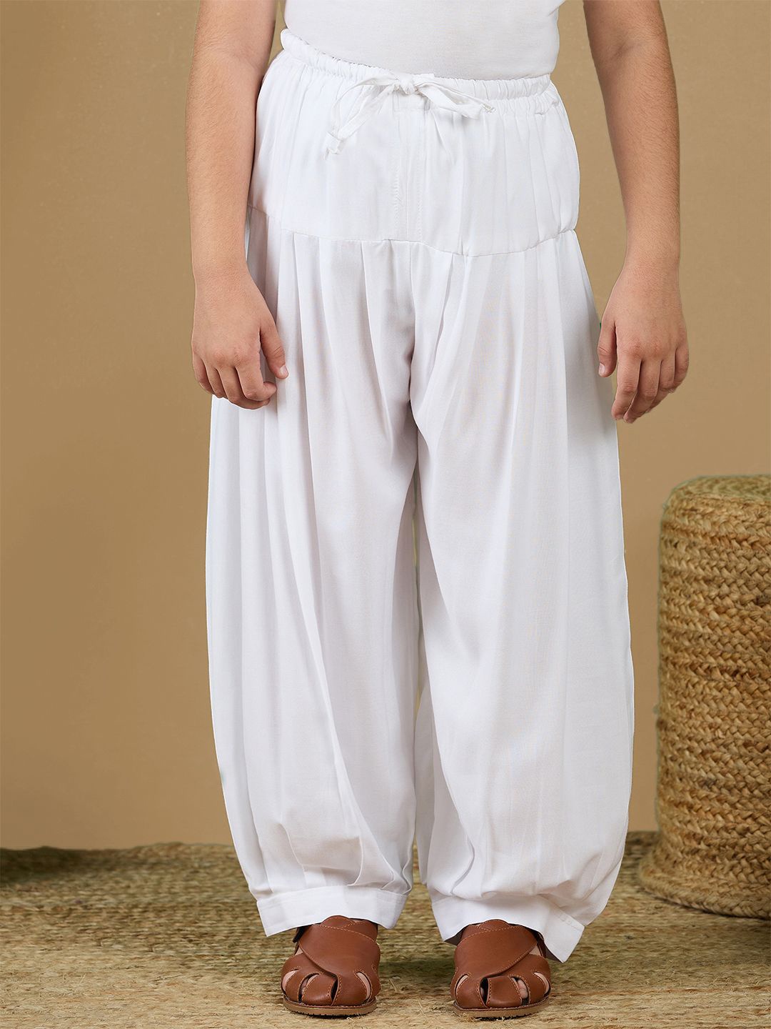 

Sanwara Boys Solid Cotton Mid-Rise Patiala Salwar, White
