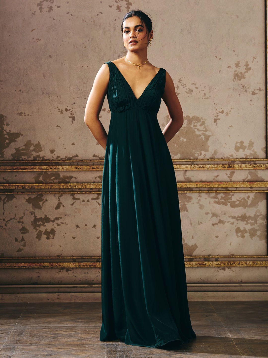 

Masumi Mewawalla V-Neck Gown Maxi Dress, Green