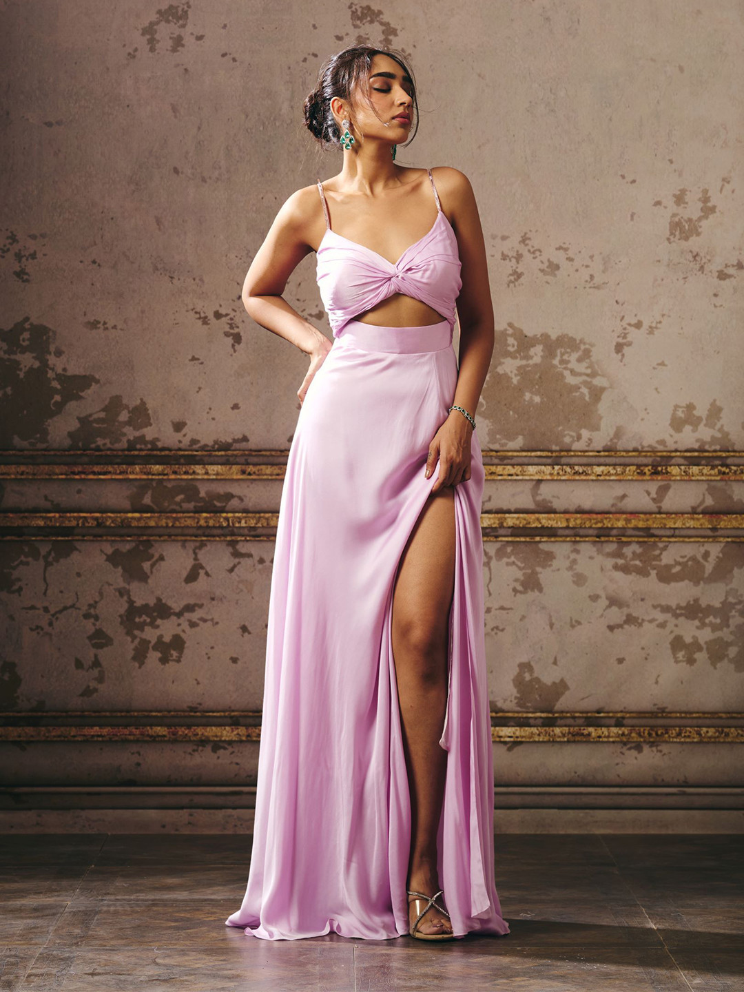 

Masumi Mewawalla Women Cut-Outs Satin Maxi Gown Dress, Lavender