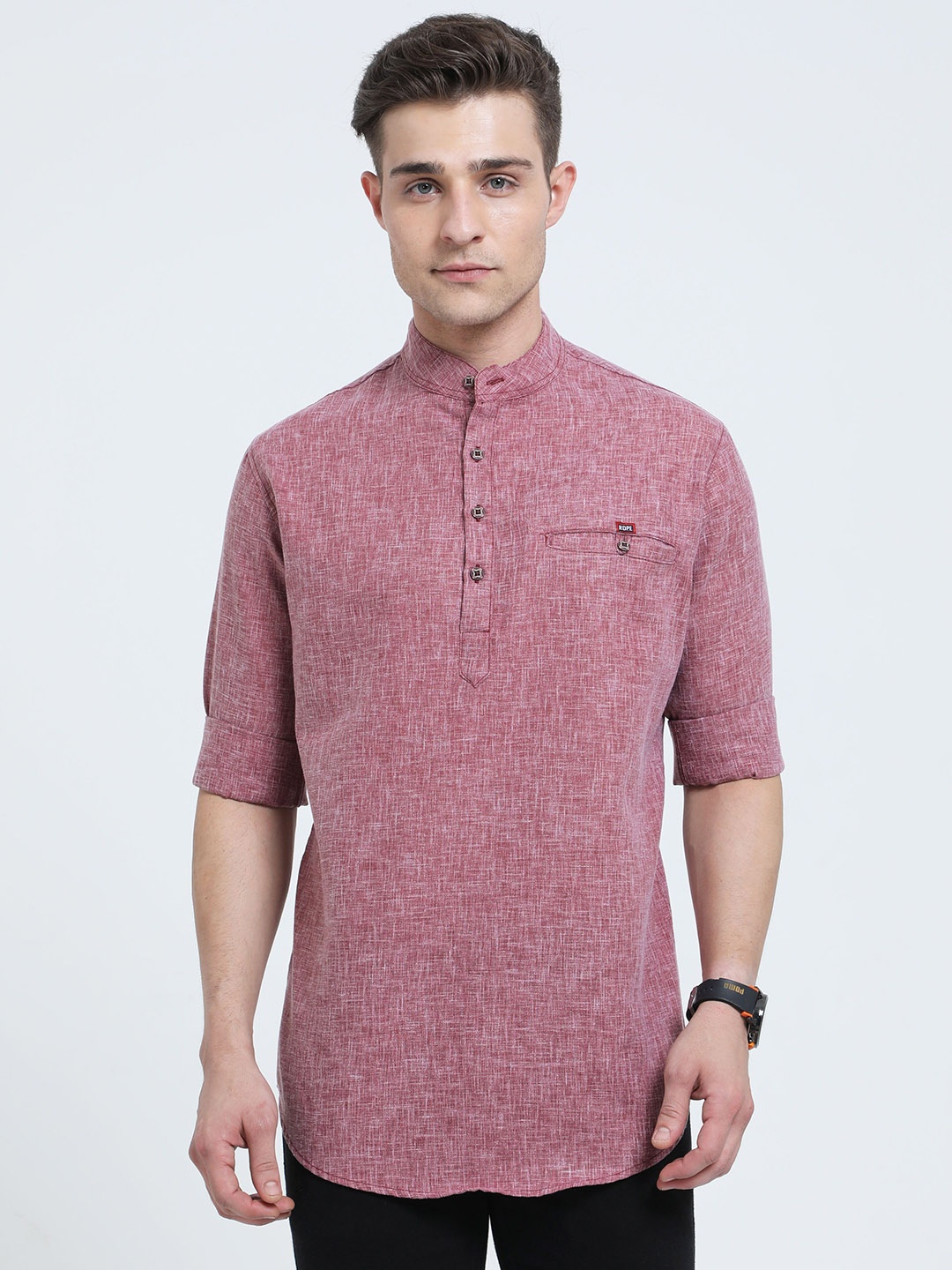 

Rope Mandarin Collar Pure Cotton Straight Kurta, Maroon