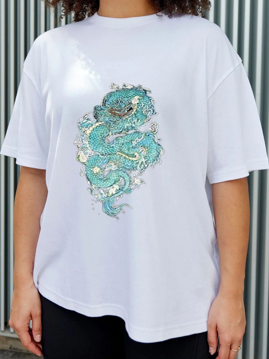 

TRENDY RABBIT Women Graphic Printed Round Neck Cotton Oversized T-shirt, White