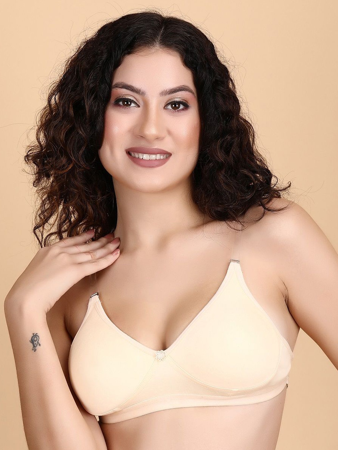 

Klassik Women Solid Medium Coverage Non Wired Non Padded Everyday Bra, Beige