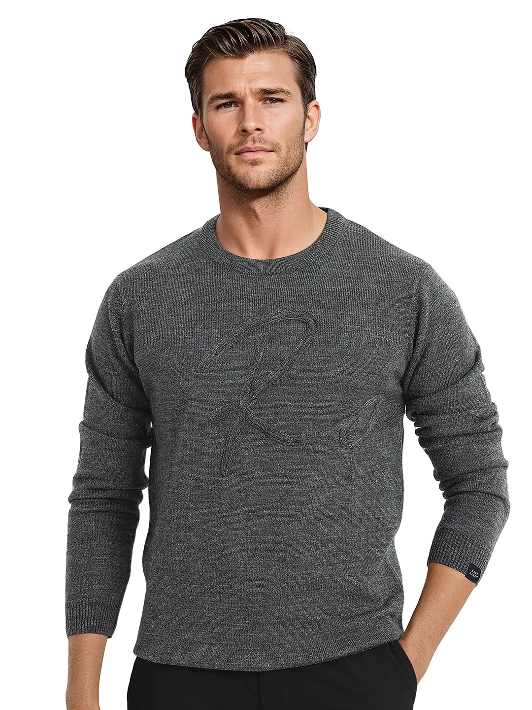 

RARE RABBIT Men Typography Pullover Sweaters, Grey