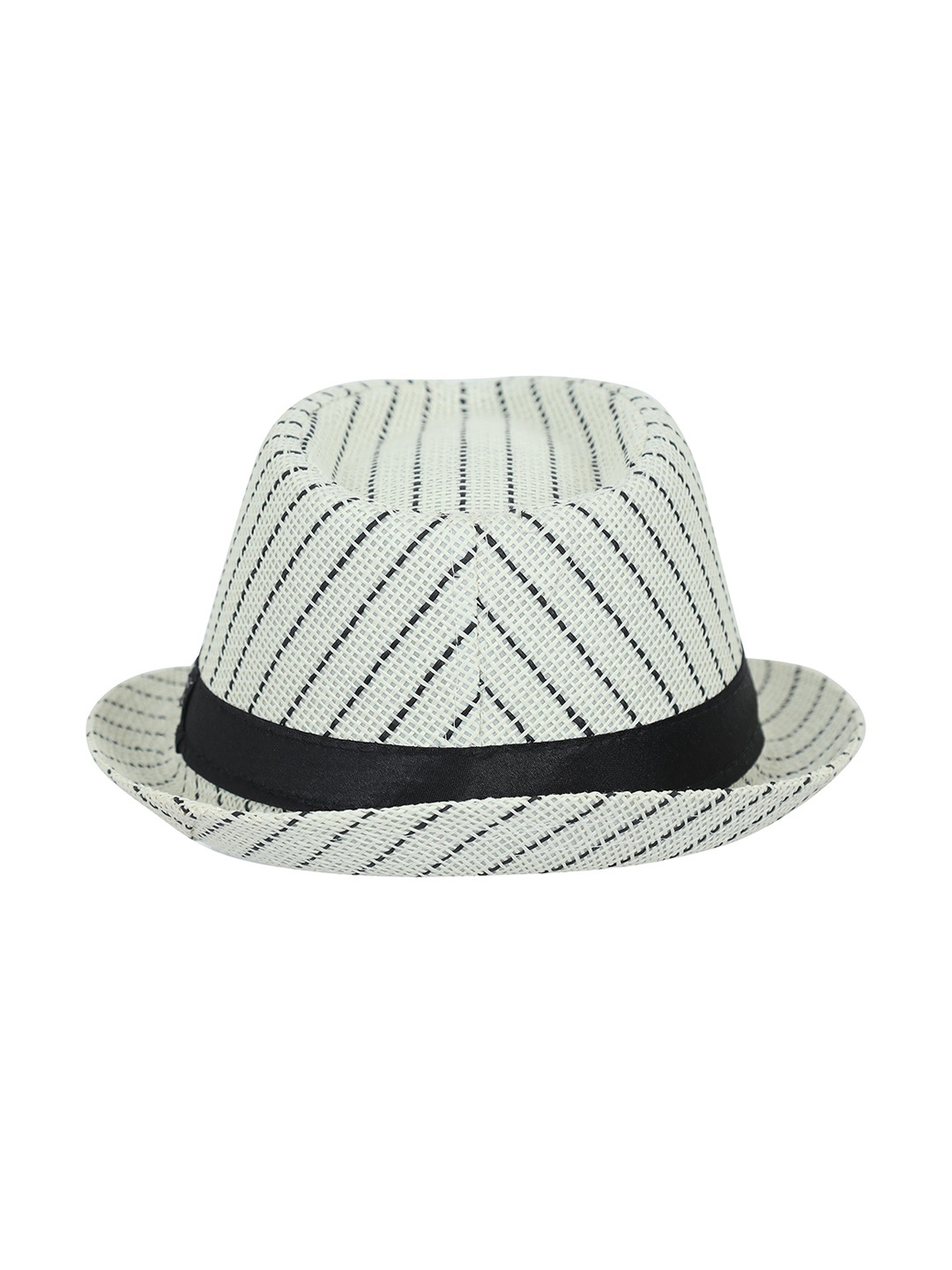 

FabSeasons Men Cream-Coloured Striped Fedora Hat