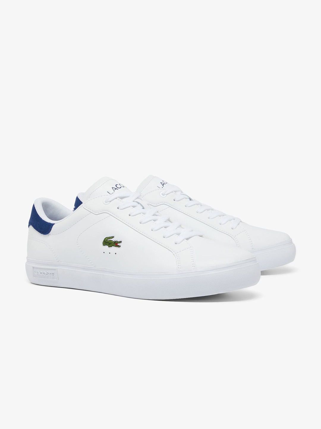 

Lacoste Men Colorblocked Round Toe Lace Ups Perforations Sneakers, White