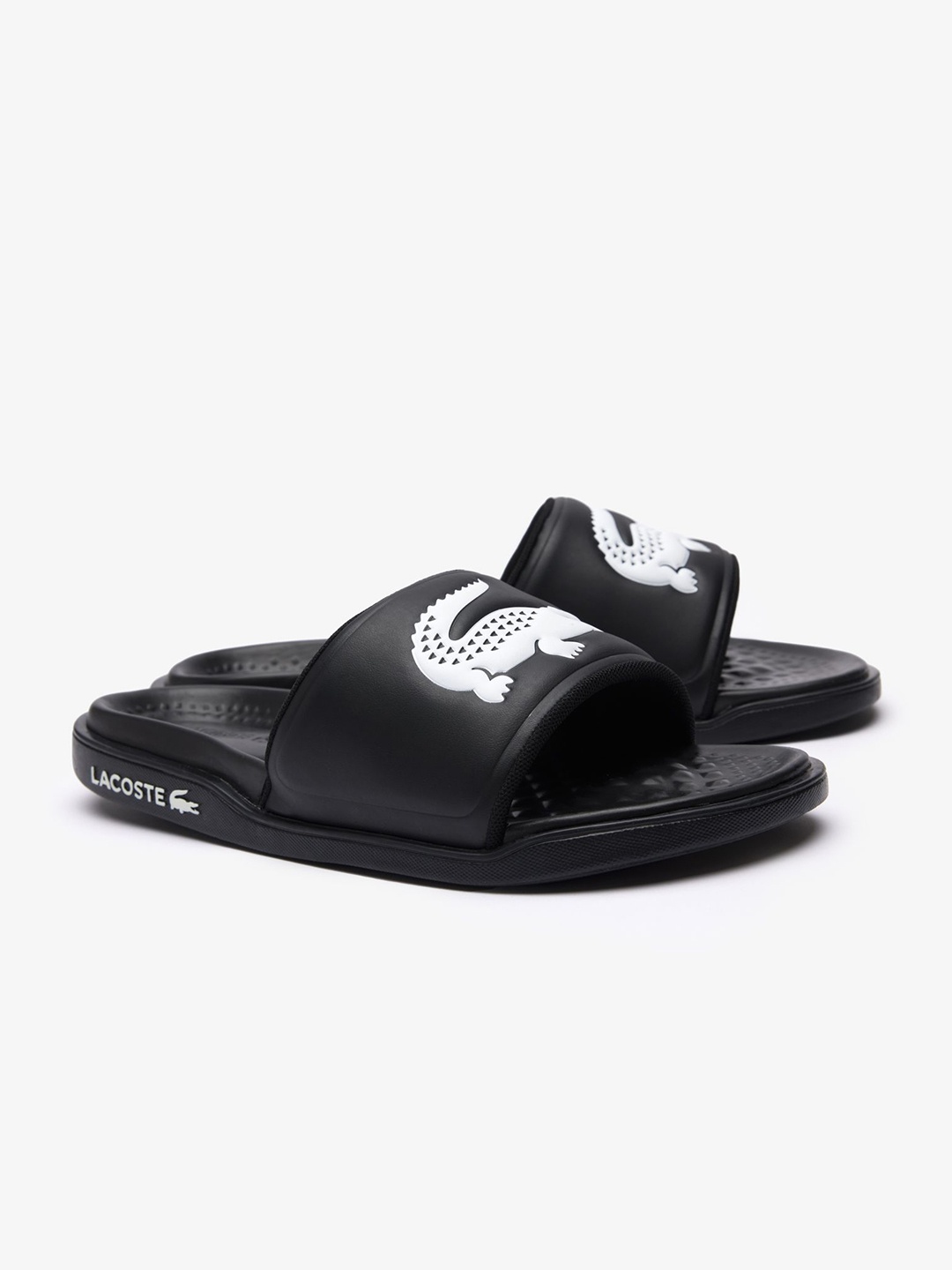 

Lacoste Men Logo Printed Sliders, Black