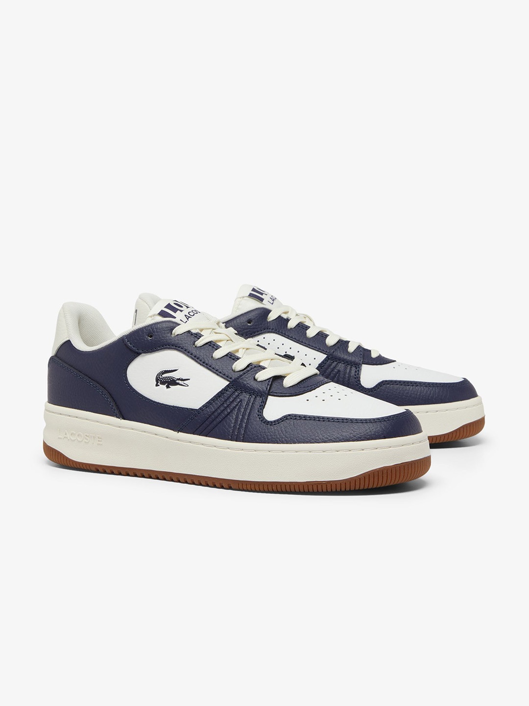 

Lacoste Men Colourblocked Lace Ups Round Toe Leather Regular Sneakers, Navy blue