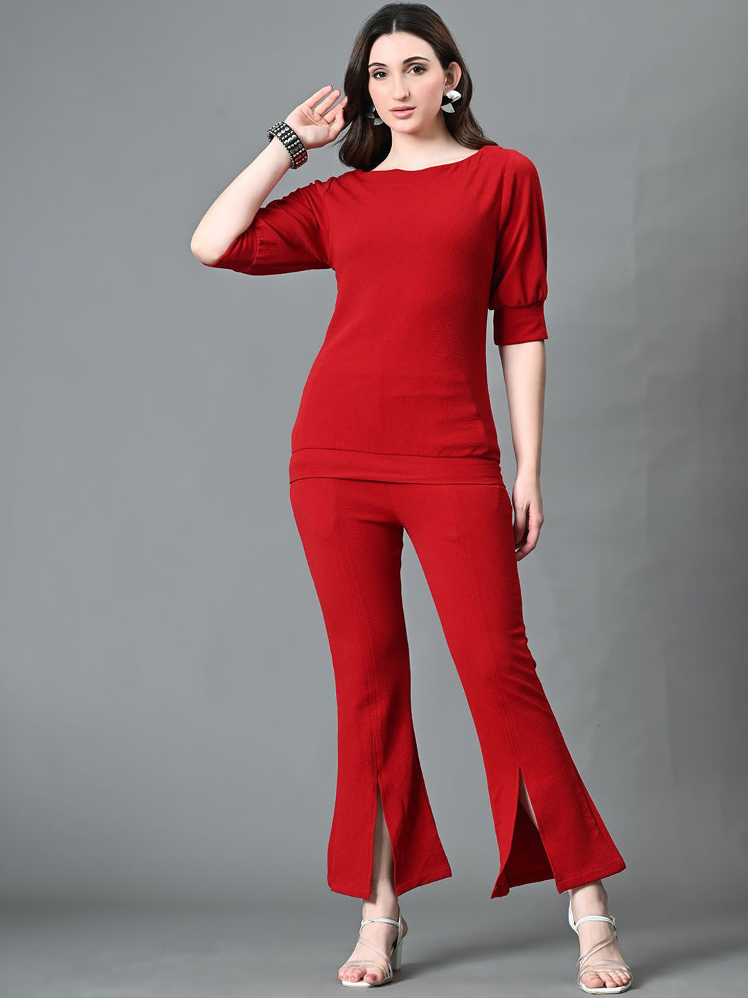 

The Roadster Lifestyle Co. Red Boat Neck Top & Trousers