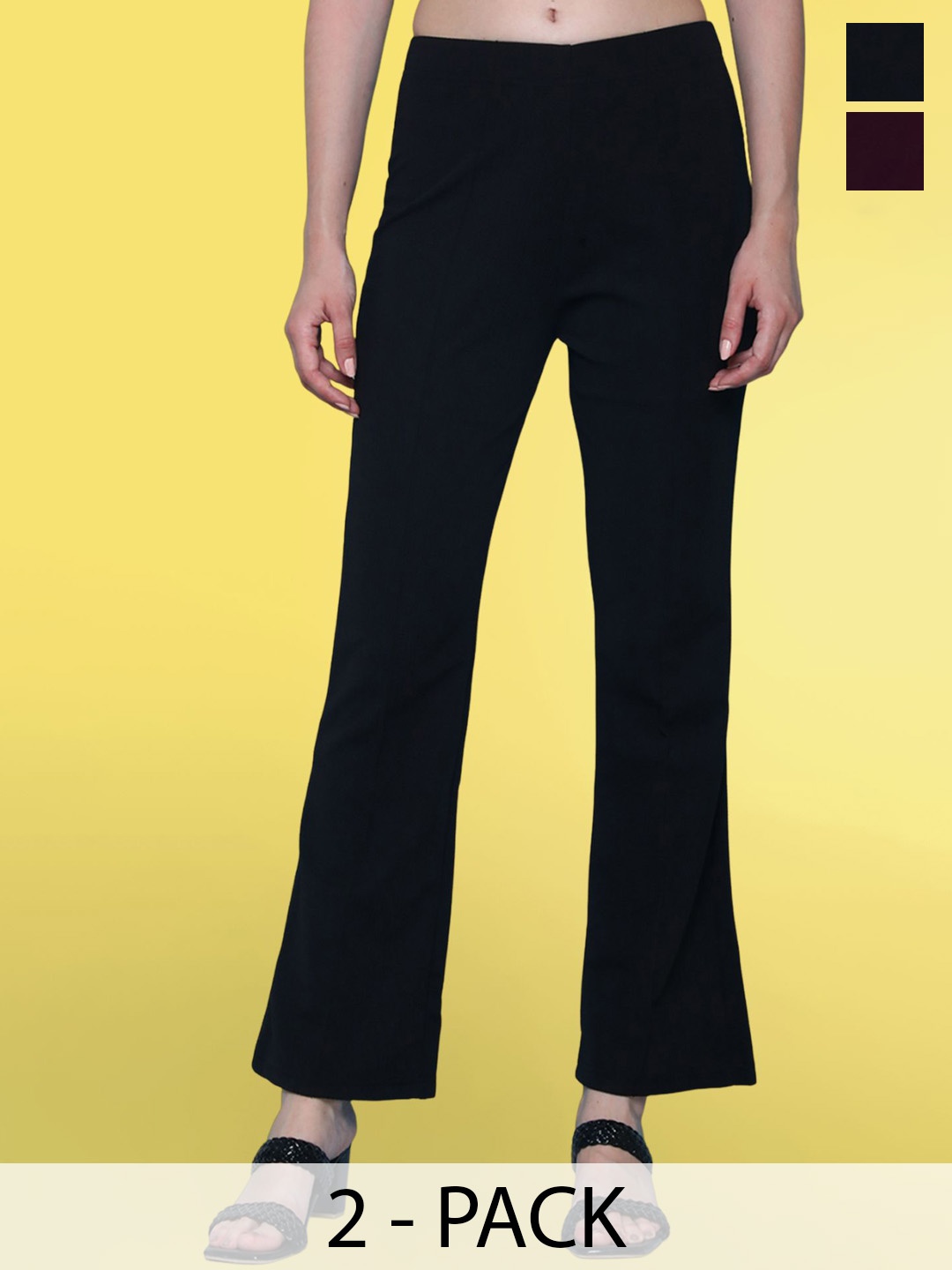 

BAESD Women Flared High-Rise Cotton Trousers, Black