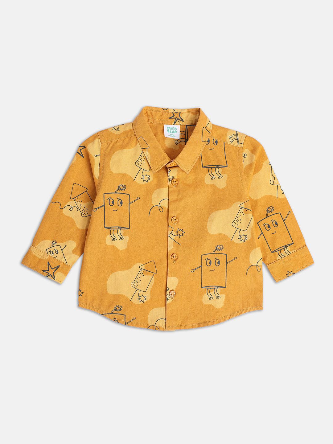 

MINI KLUB Boys Opaque Printed Casual Shirt, Yellow