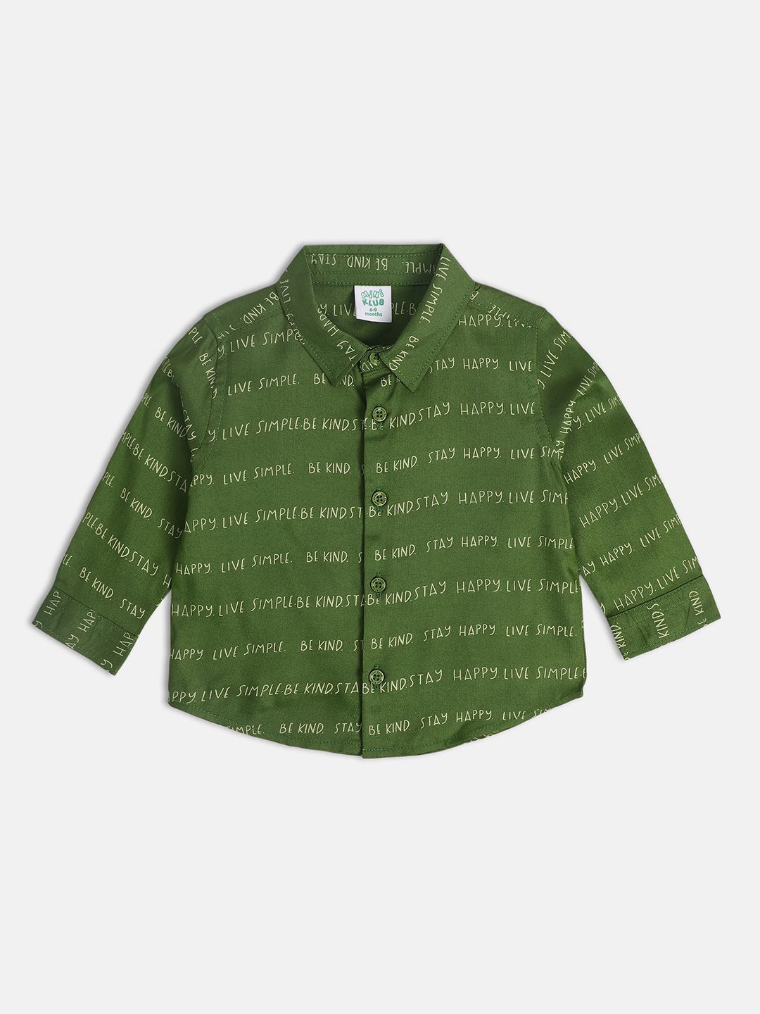 

MINI KLUB Boys Opaque Printed Casual Shirt, Green
