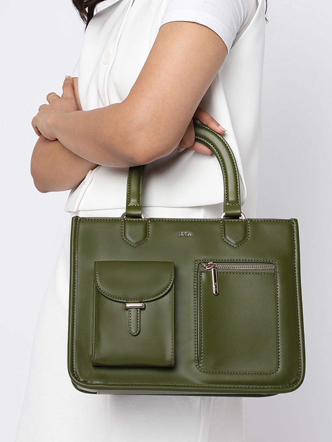 

IRTH Structured Handheld Bag, Olive
