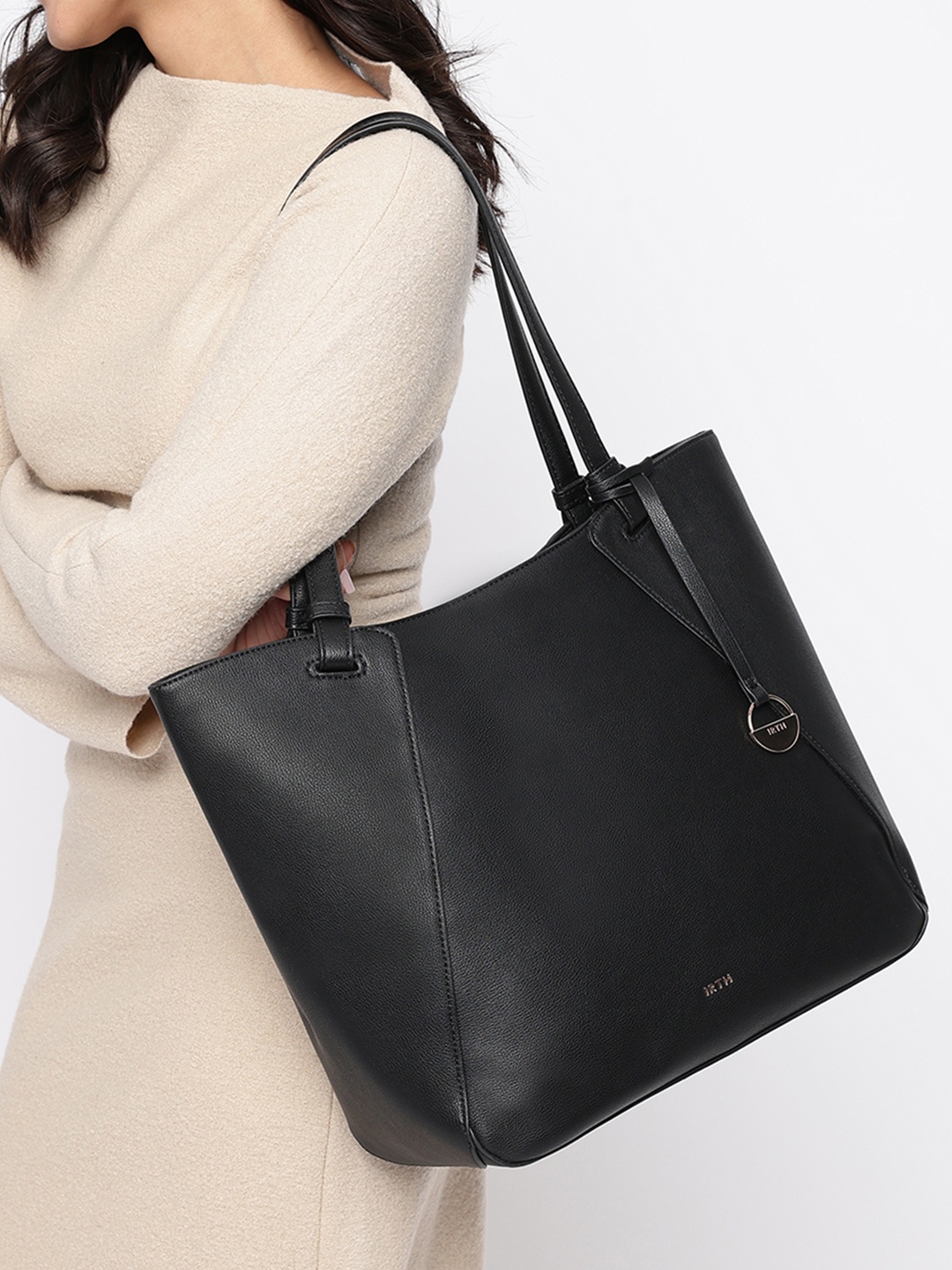 

IRTH Textured Structured Shoulder Bag, Black