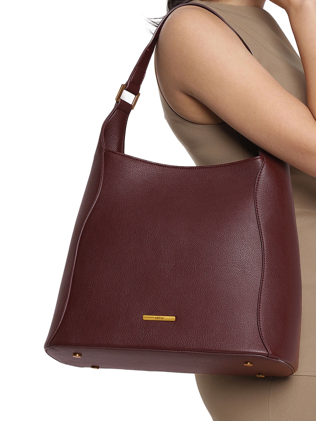 

IRTH Structured Shoulder Bag, Maroon