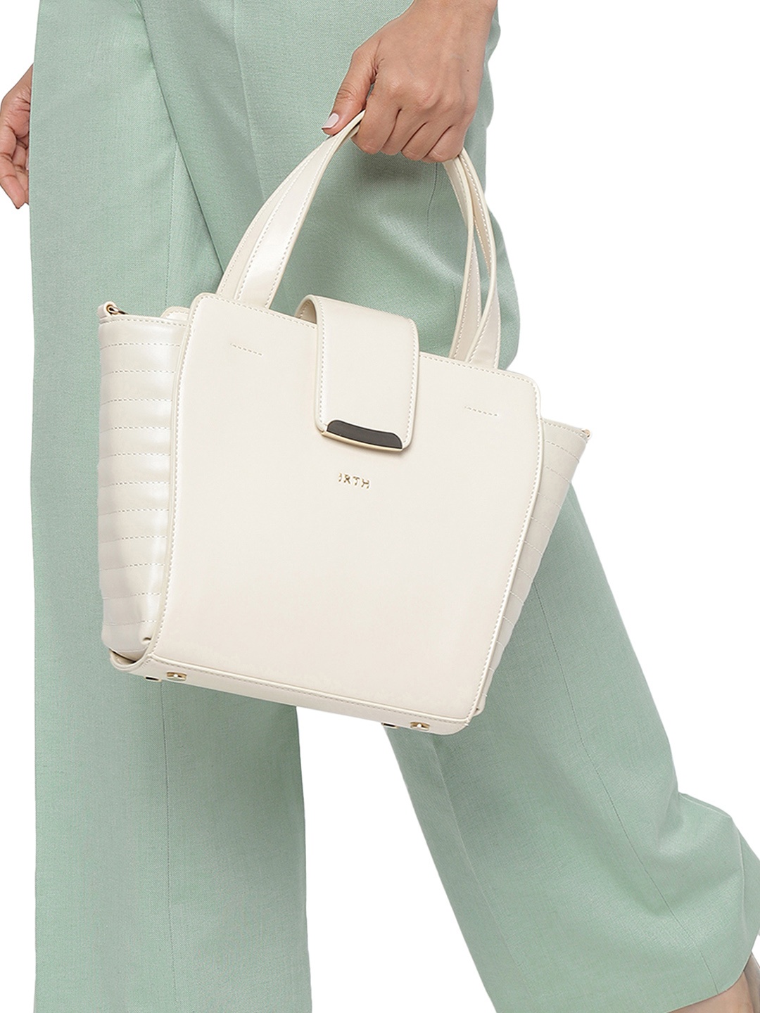 

IRTH Structured Handheld Bag, Beige