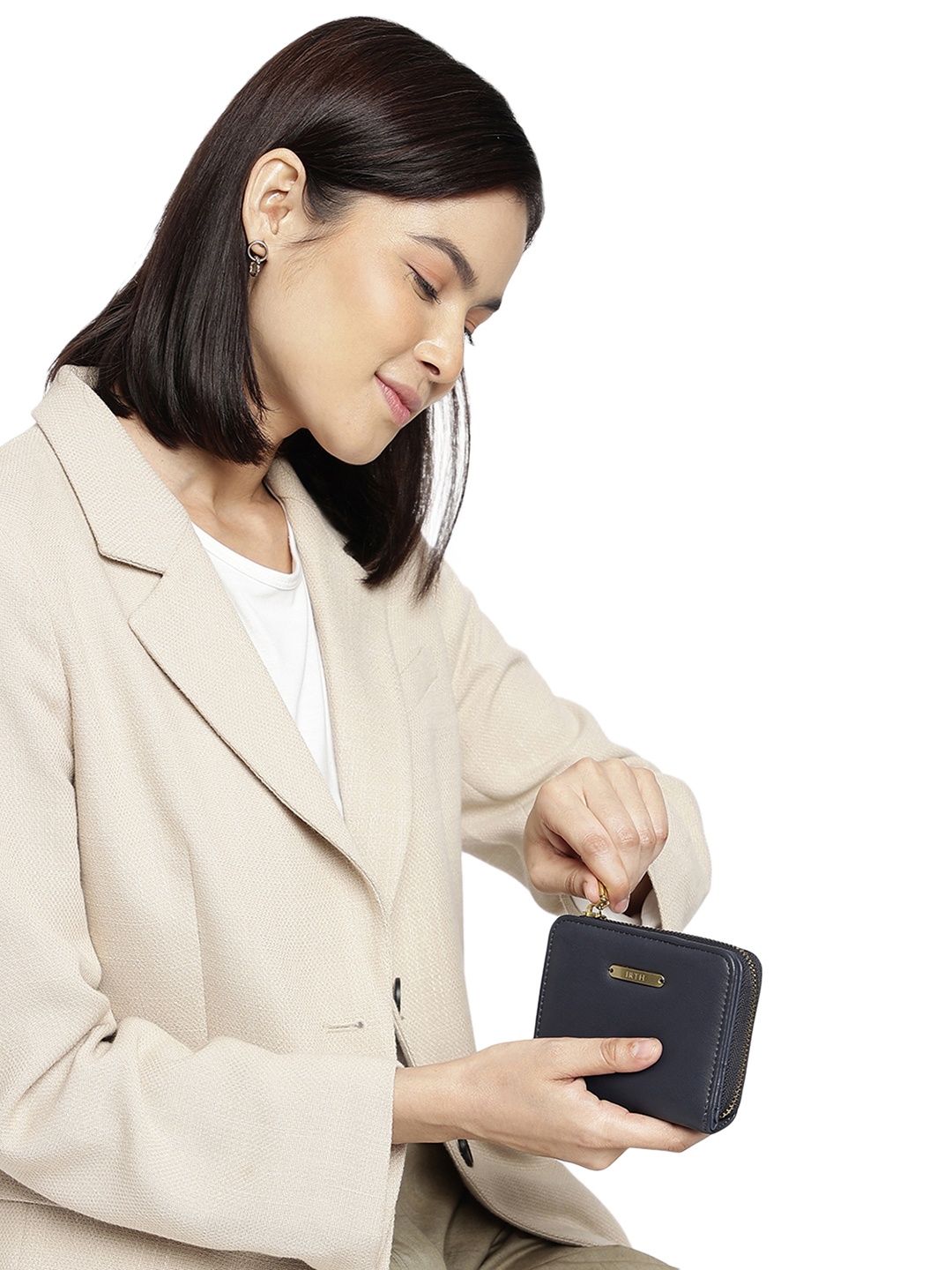 

IRTH Women Zip Around Wallet, Navy blue