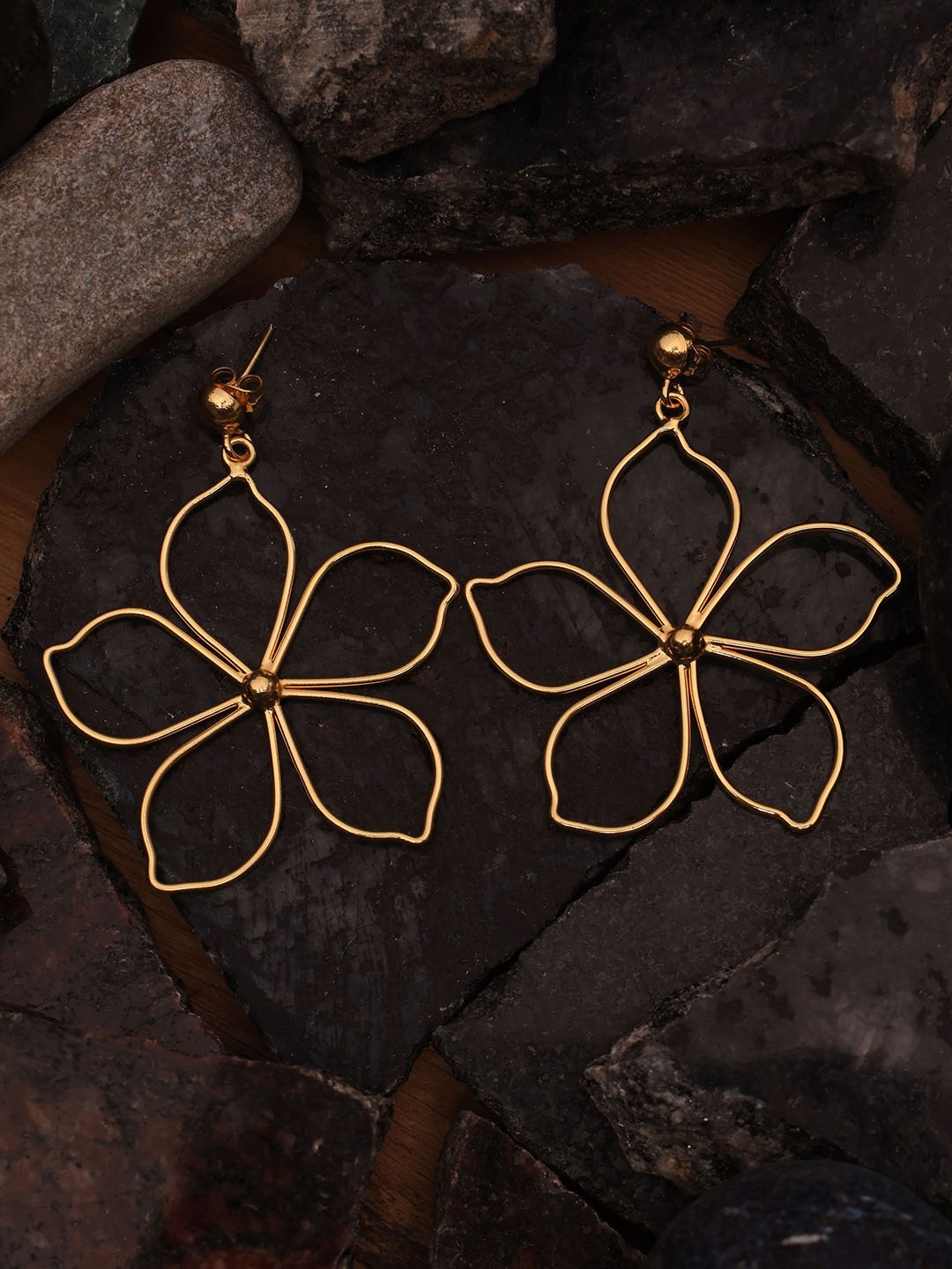 

ROYAL PITARAH Gold-Plated Floral Drop Earrings