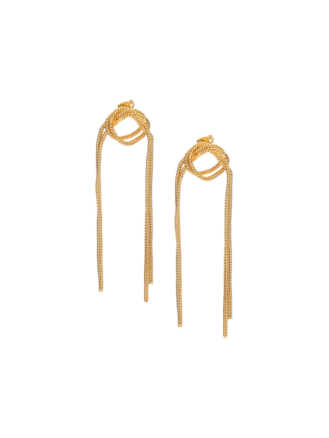 

ROYAL PITARAH Gold-Plated Knotted Chain Fringe Drop Earrings
