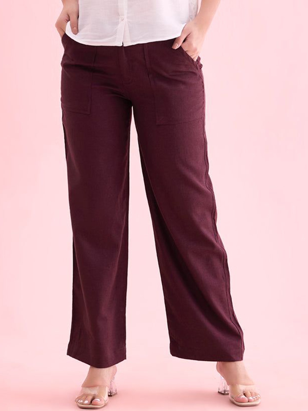 

Go Colors Women Relaxed Loose Fit Trousers, Red
