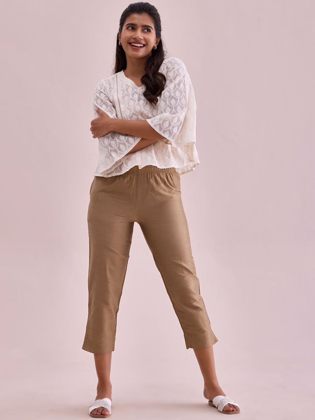 

Go Colors Women Relaxed Loose Fit Trousers, Gold