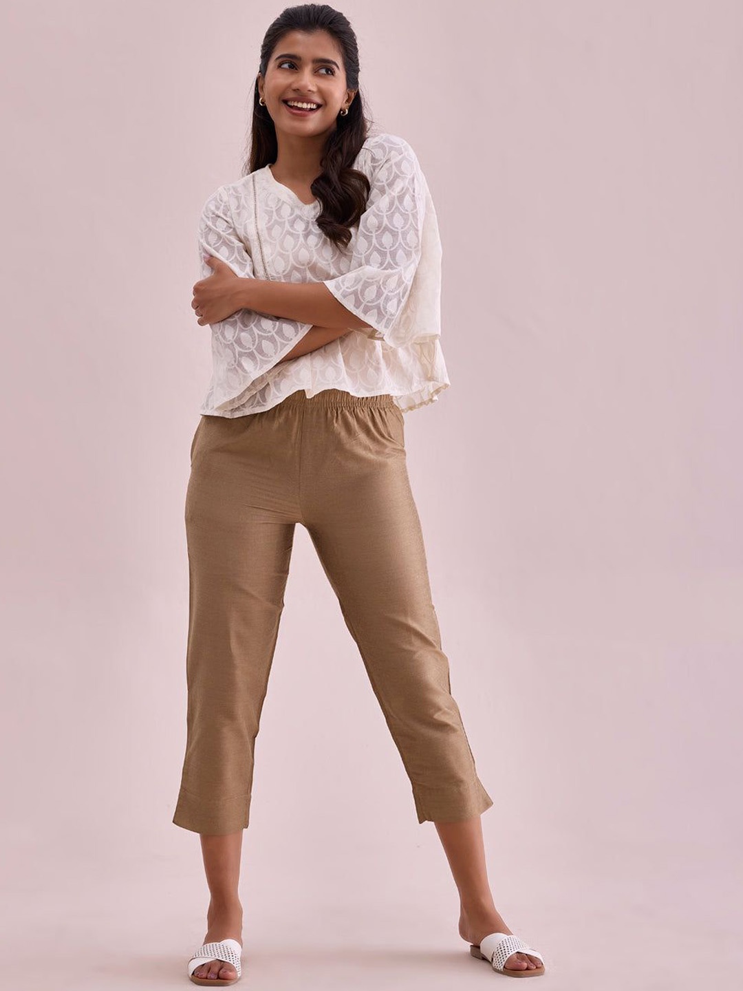 

Go Colors Women Relaxed Loose Fit Trousers, Gold