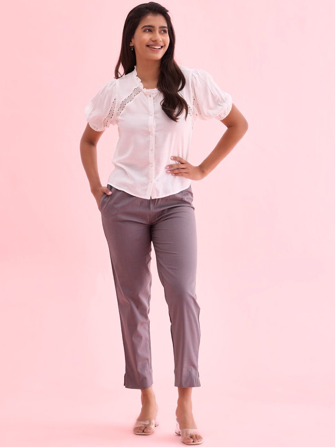 

Go Colors Women Relaxed Loose Fit Trousers, Purple