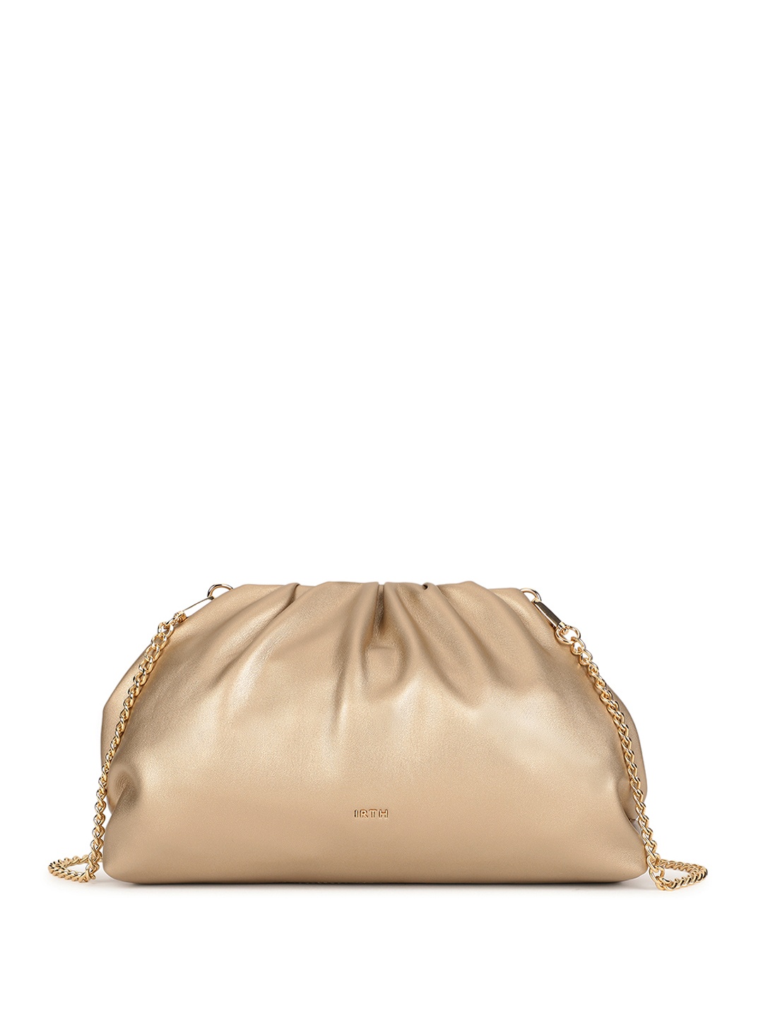 

IRTH Women Metallic Potli Clutch, Gold