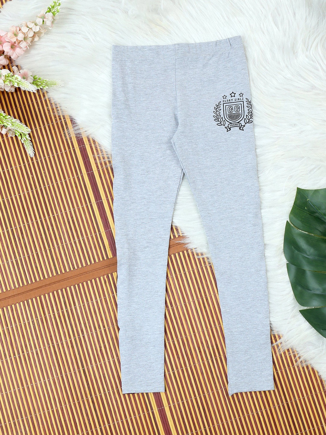 

The Lion and The Fish Girls Printed Pure Cotton Track Pants, Grey
