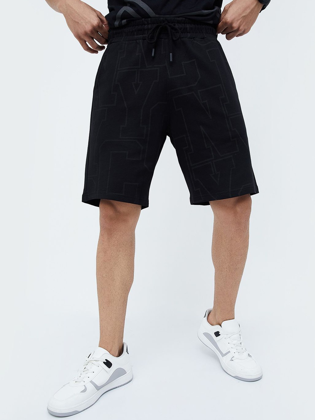 

Fame Forever by Lifestyle Men Cotton Solid Regular Fit Mid-Rise Shorts, Black