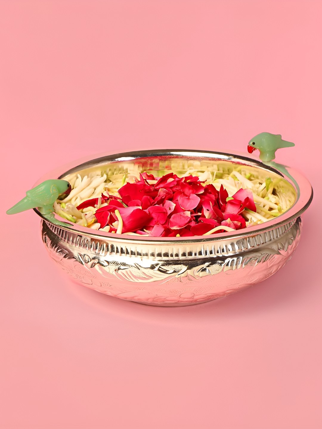 

THE HOME CO. Silver toned Brass Urli Bowl