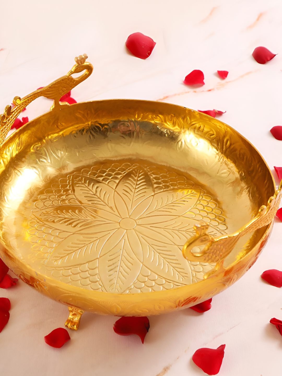

THE HOME CO. Gold Toned Aluminium Mosaic Urli Decorative Bowl