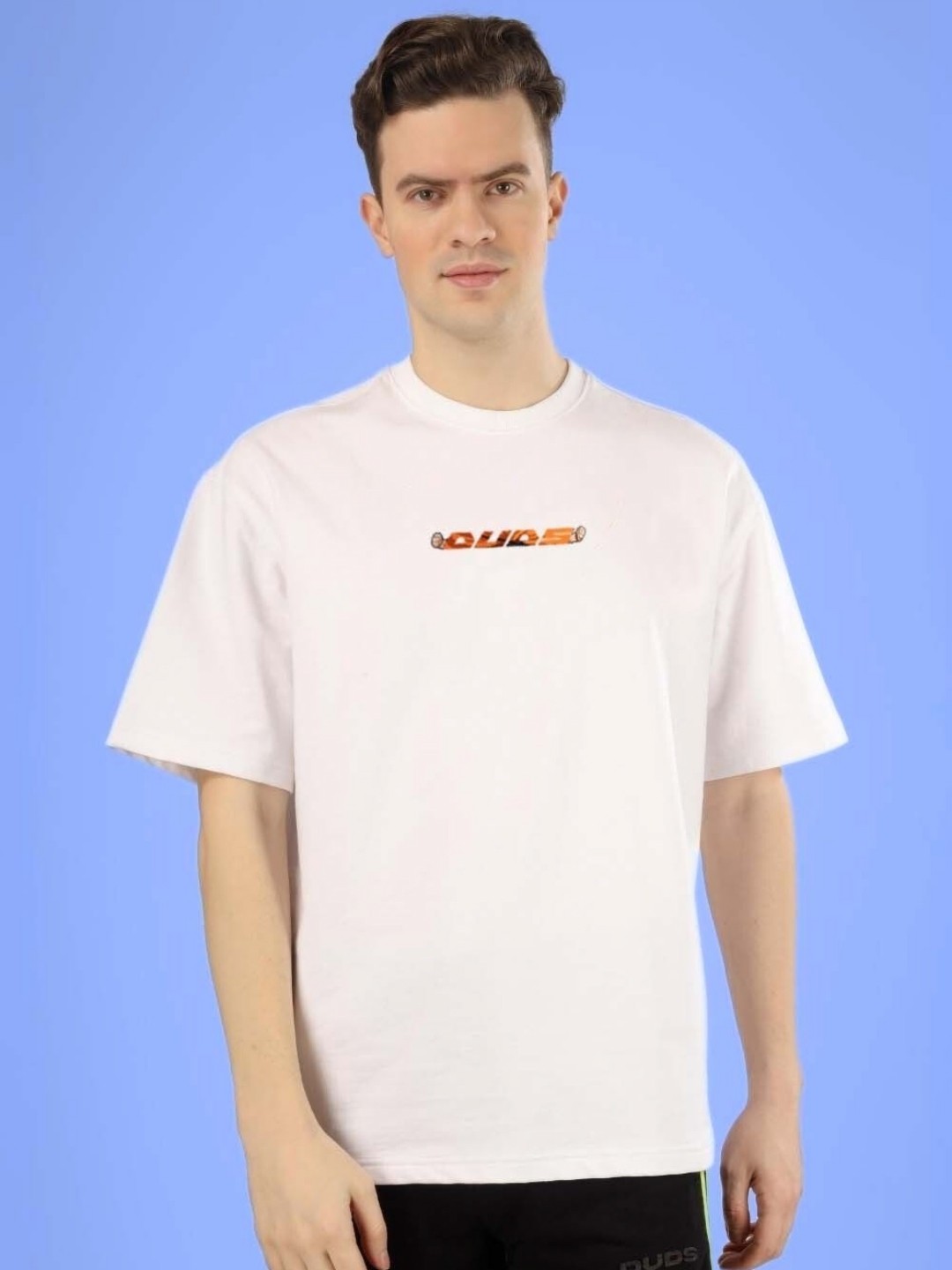 

WEARDUDS Men Graphic Printed Round Neck Cotton Oversized T-Shirt, Off white
