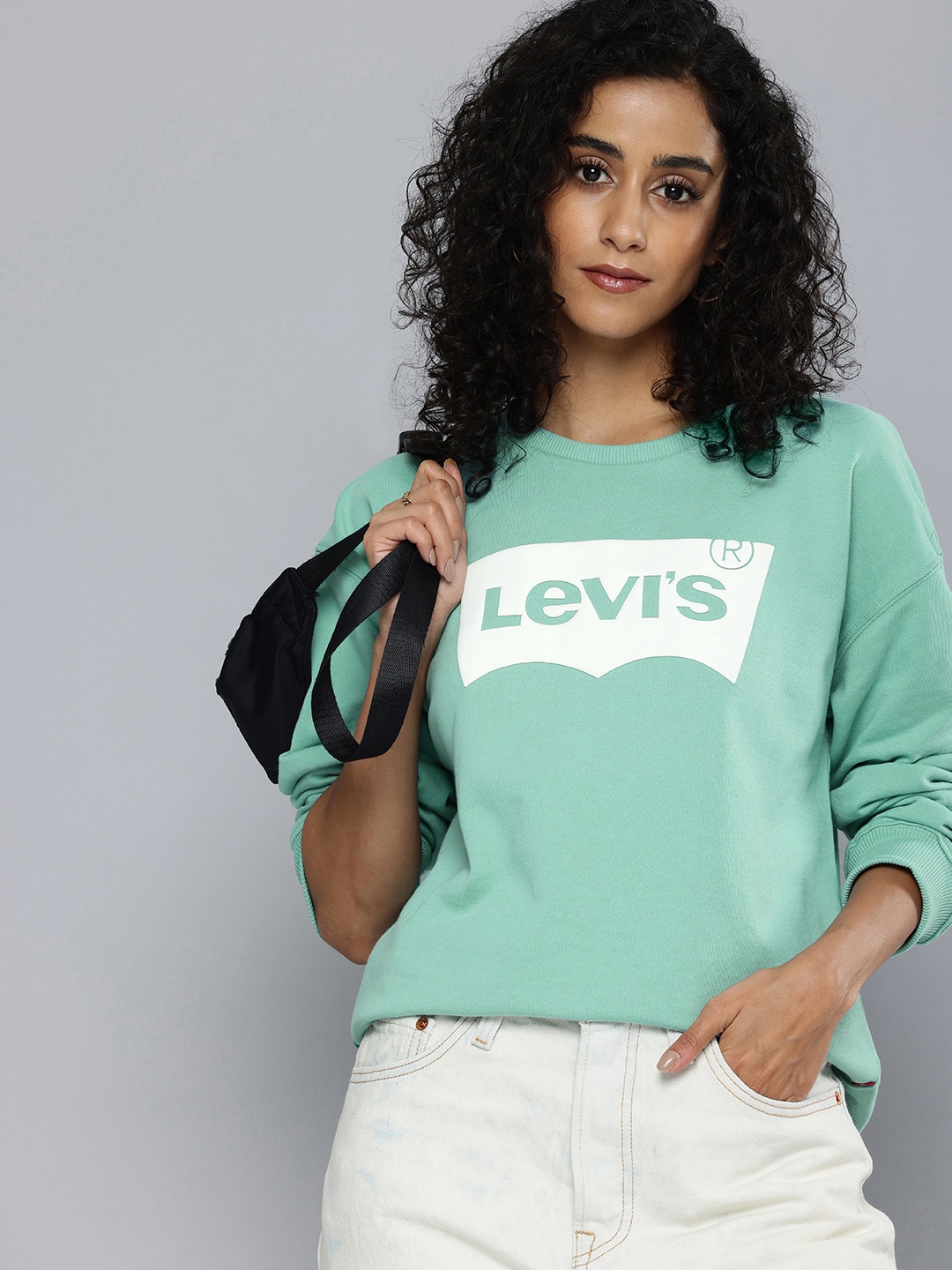 

Levis Pure Cotton Brand Logo Printed Pullover Sweatshirt, Turquoise blue