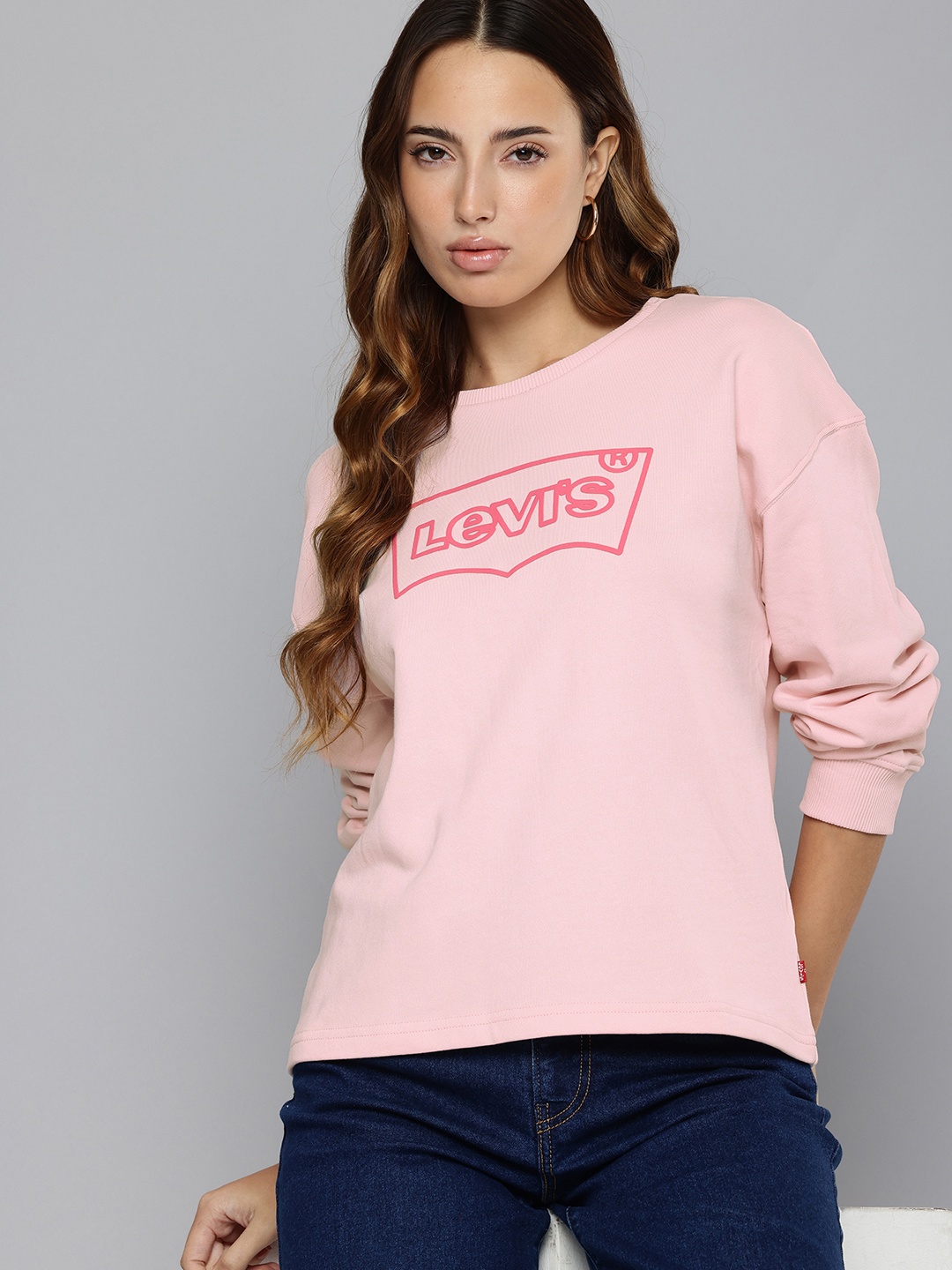 

Levis Pure Cotton Brand Logo Printed Sweatshirt, Pink