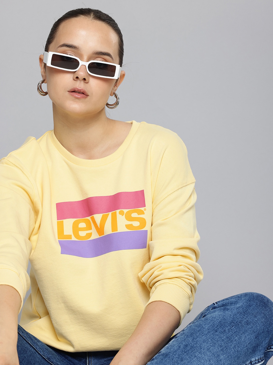 

Levis Brand Logo Printed Pure Cotton Sweatshirt, Yellow