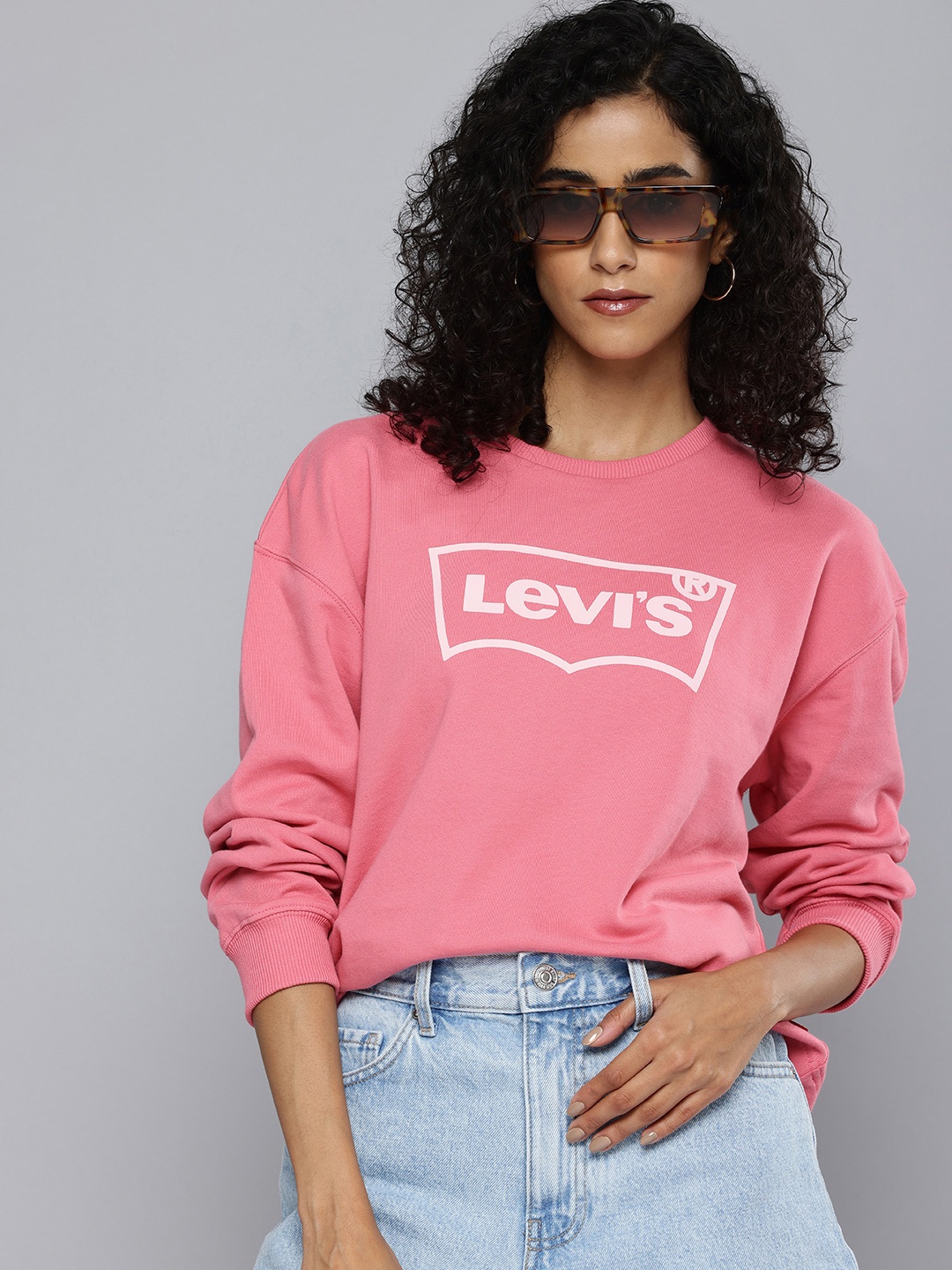 

Levis Pure Cotton Brand Logo Printed Pullover Sweatshirt, Pink