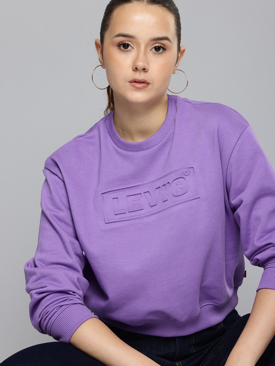 

Levis Brand Logo Embossed Sweatshirt, Purple