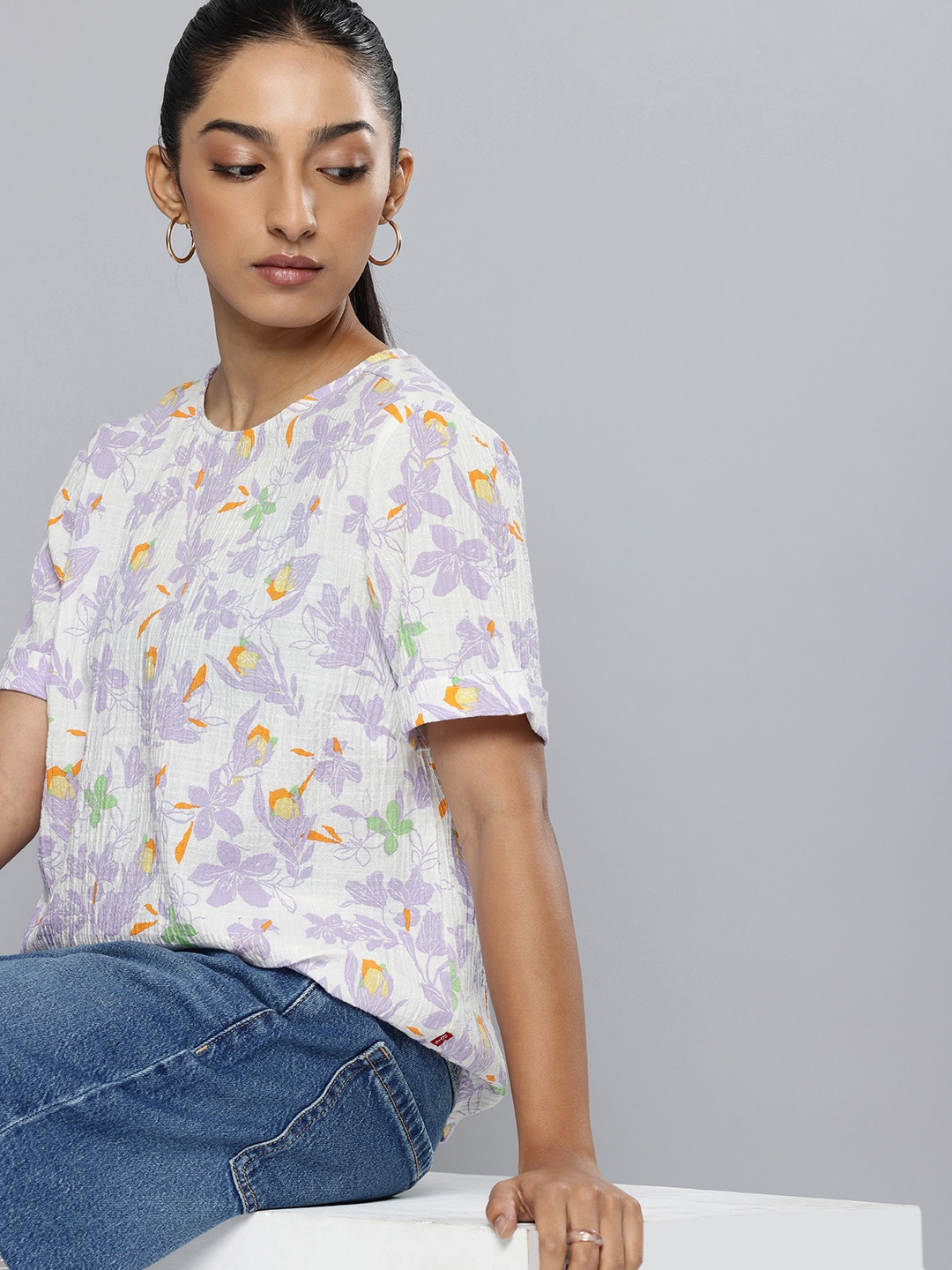 

Levis Floral Printed Regular Top, White
