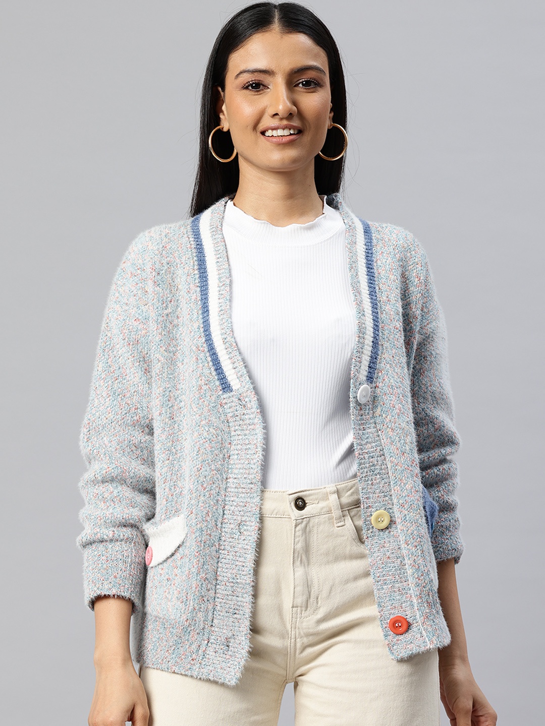 

Pierre Carlo Self Design Cardigan, Blue