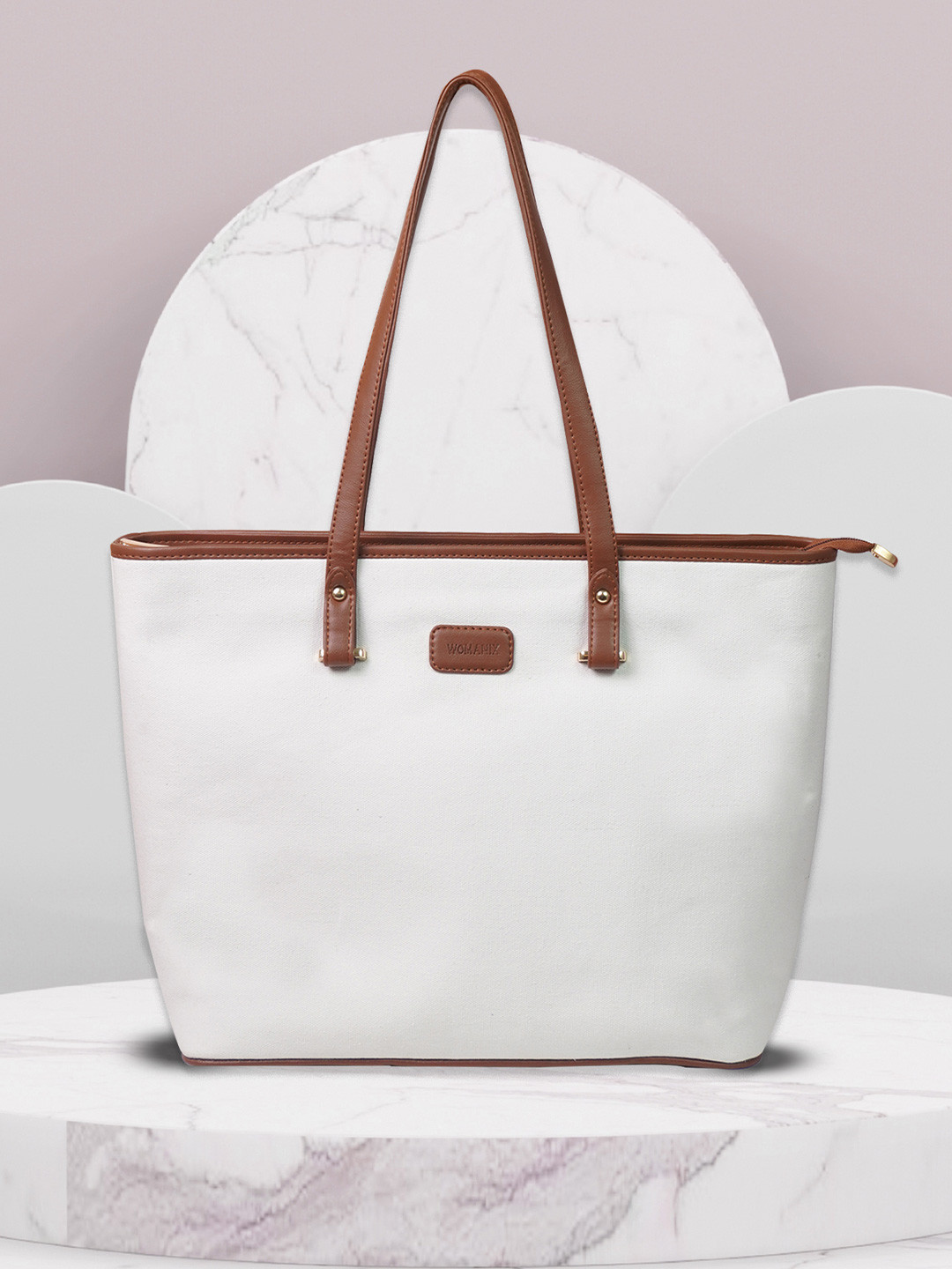 

Womanix Shopper Tote Bag with Bow Detail, Beige