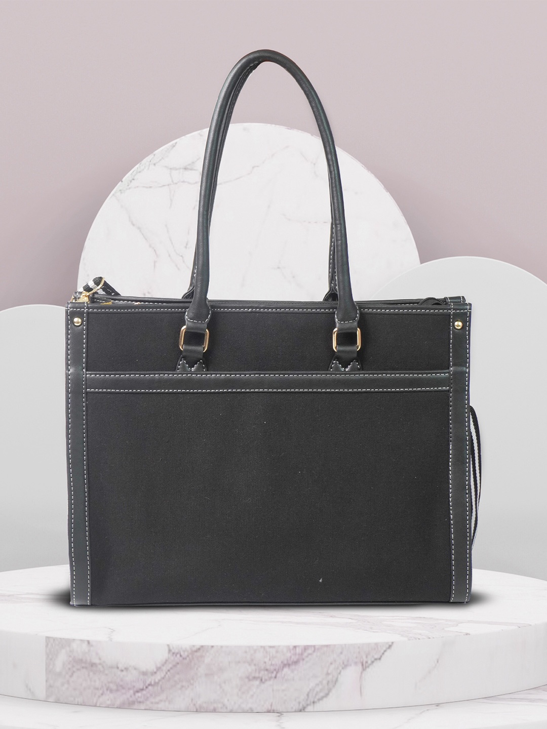 

Womanix Women Oversized Swagger Tote Bag with Cut Work, Black
