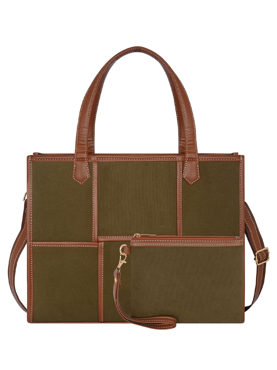

Womanix Oversized Shopper Tote Bag with Cut Work, Green