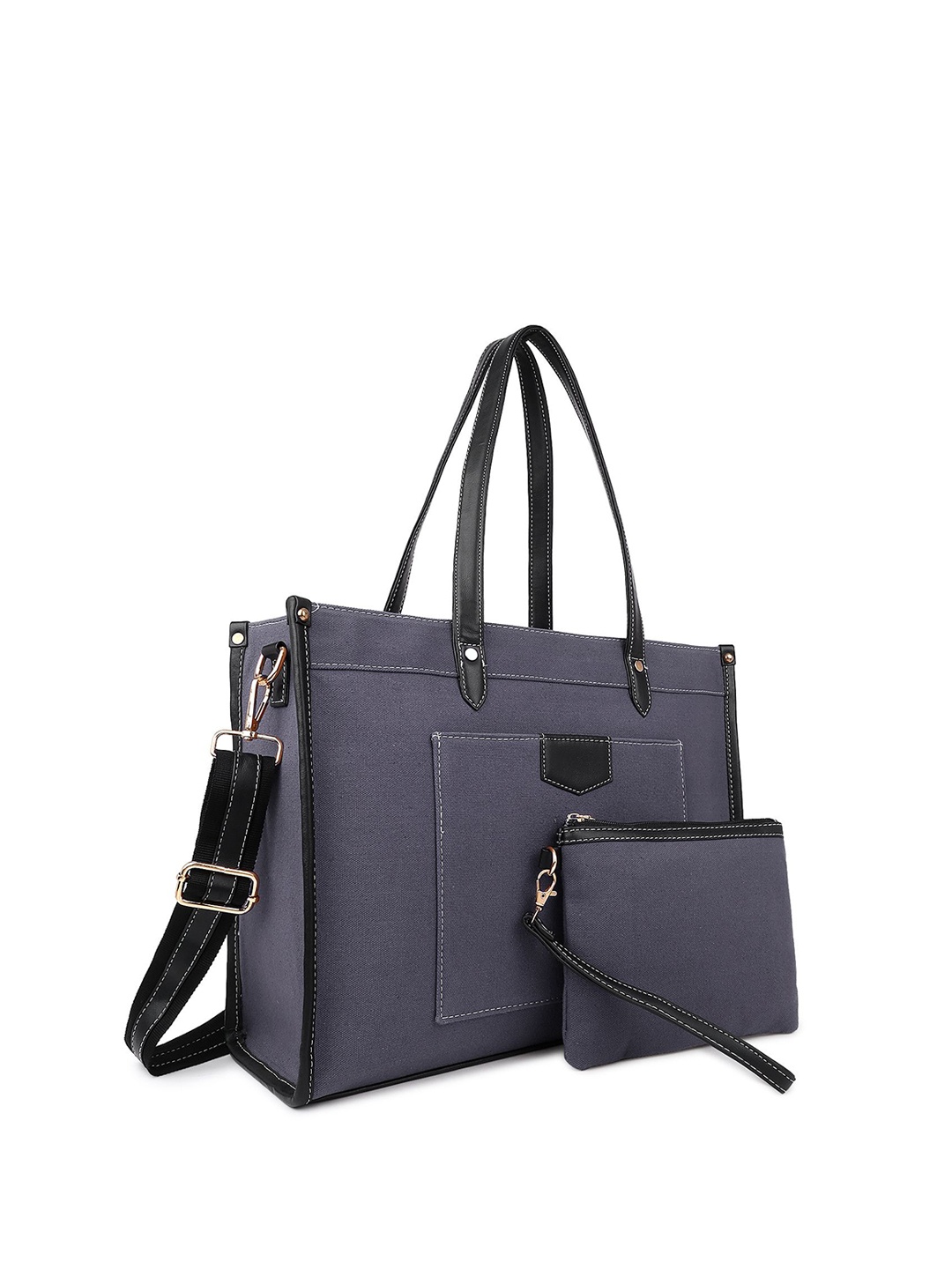

Womanix Women's Structured Handheld Bag with Tasselled, Grey