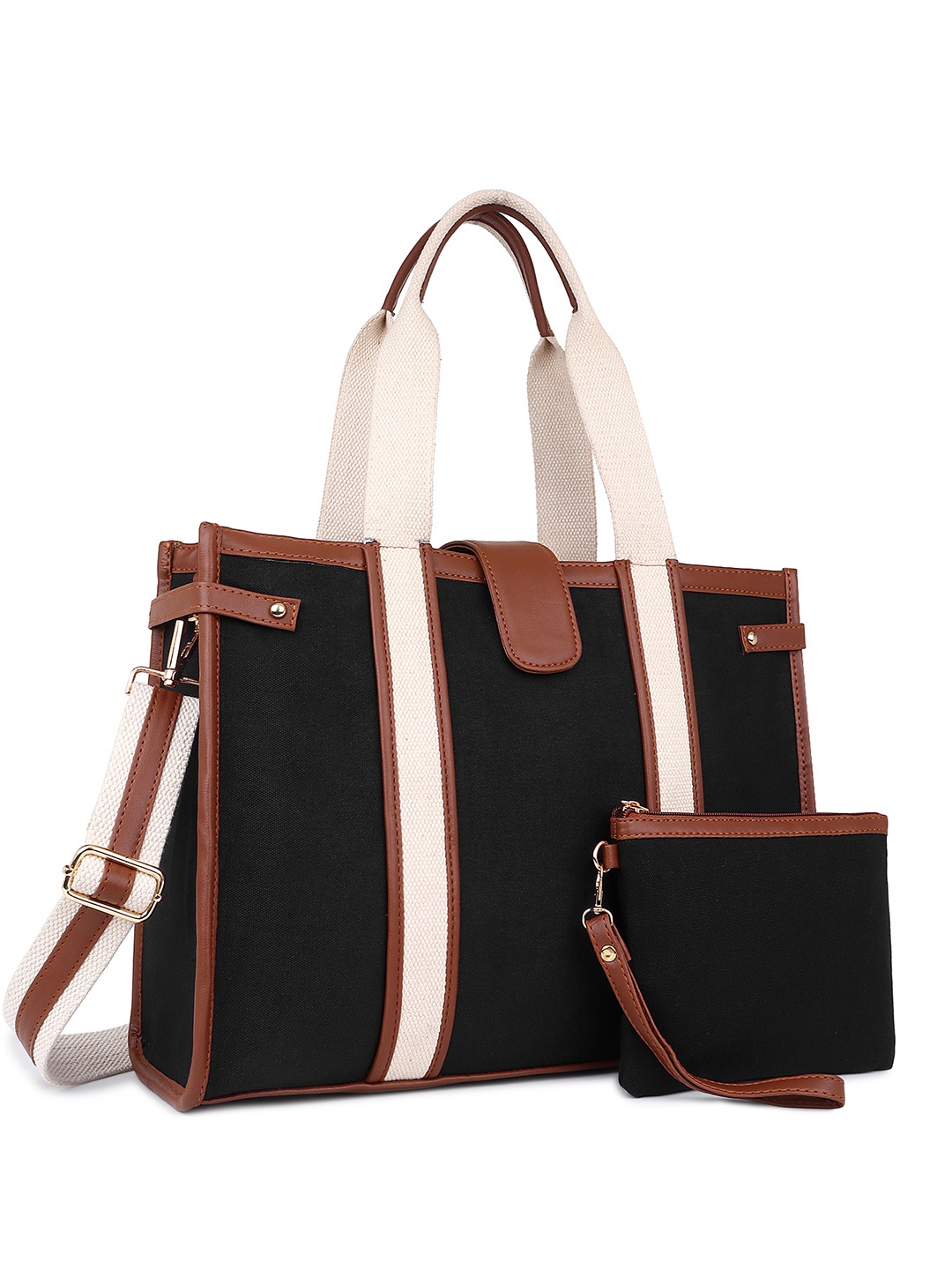 

Womanix Women Structured Handheld Bag, Black