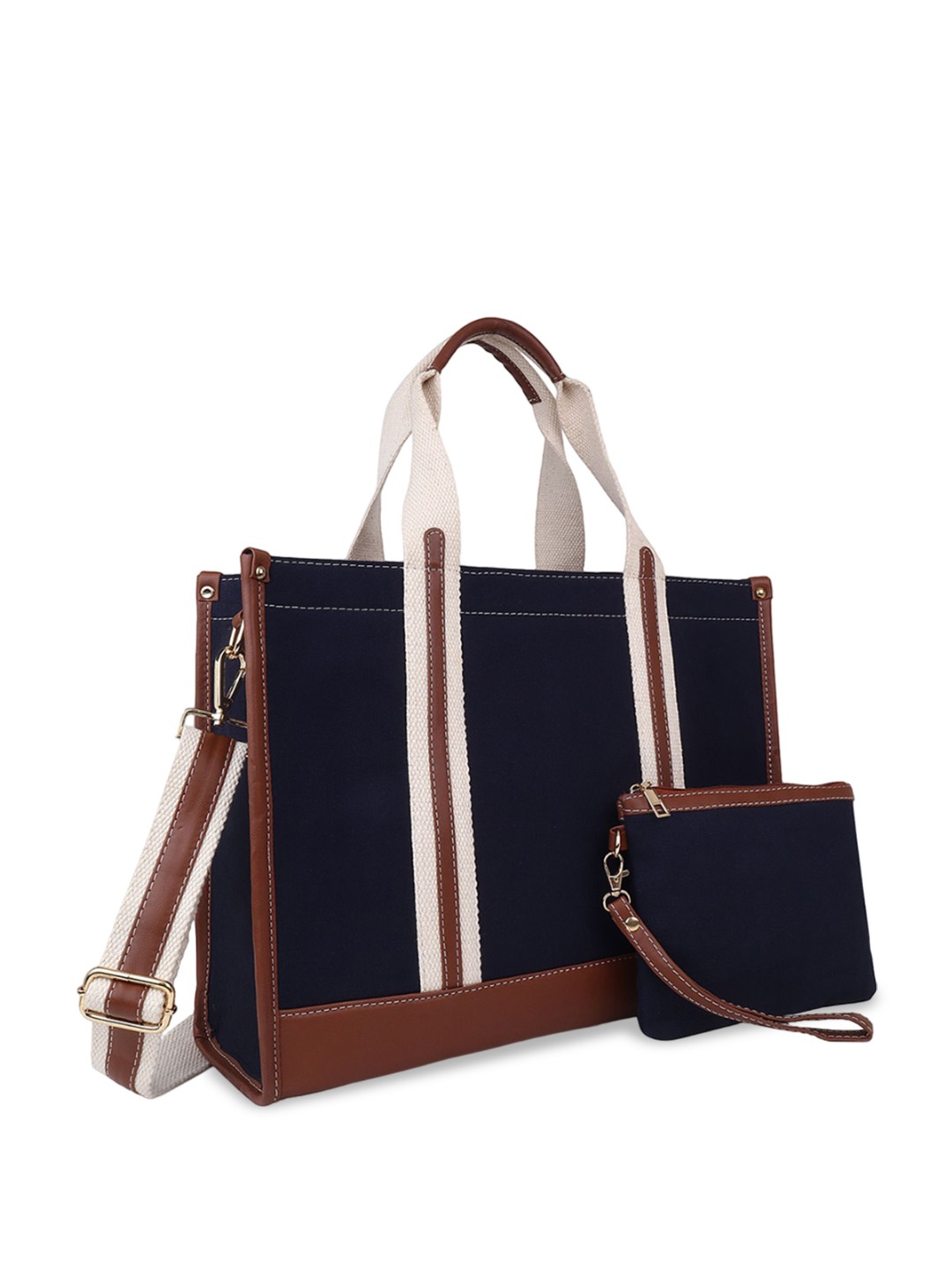 

Womanix Striped Structured Handheld Bag, Blue